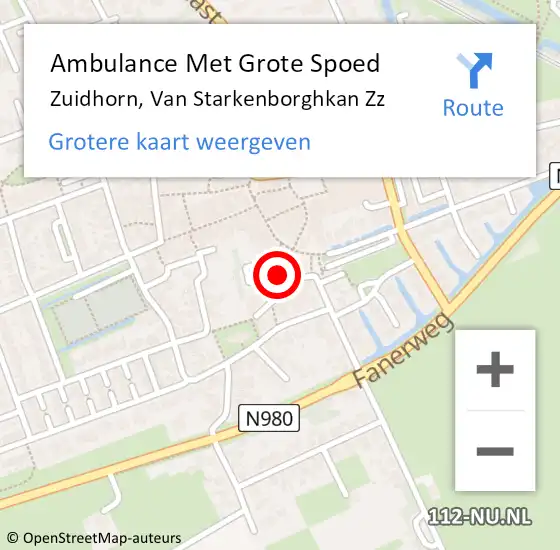 Locatie op kaart van de 112 melding: Ambulance Met Grote Spoed Naar Zuidhorn op 20 maart 2024 14:52