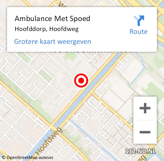 Locatie op kaart van de 112 melding: Ambulance Met Spoed Naar Hoofddorp, Hoofdweg op 20 maart 2024 14:55