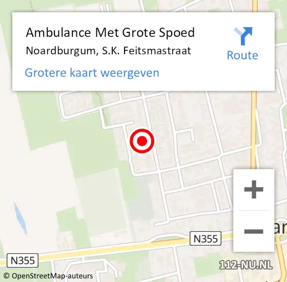 Locatie op kaart van de 112 melding: Ambulance Met Grote Spoed Naar Noardburgum, S.K. Feitsmastraat op 20 maart 2024 15:01