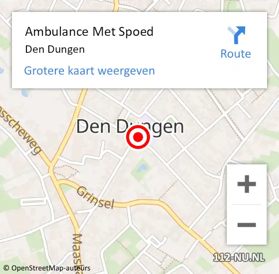Locatie op kaart van de 112 melding: Ambulance Met Spoed Naar Den Dungen op 20 maart 2024 15:20