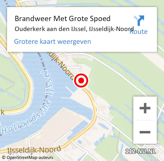 Locatie op kaart van de 112 melding: Brandweer Met Grote Spoed Naar Ouderkerk aan den IJssel, IJsseldijk-Noord op 20 maart 2024 15:27