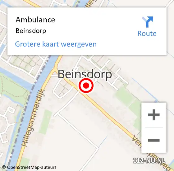 Locatie op kaart van de 112 melding: Ambulance Beinsdorp op 20 maart 2024 15:40