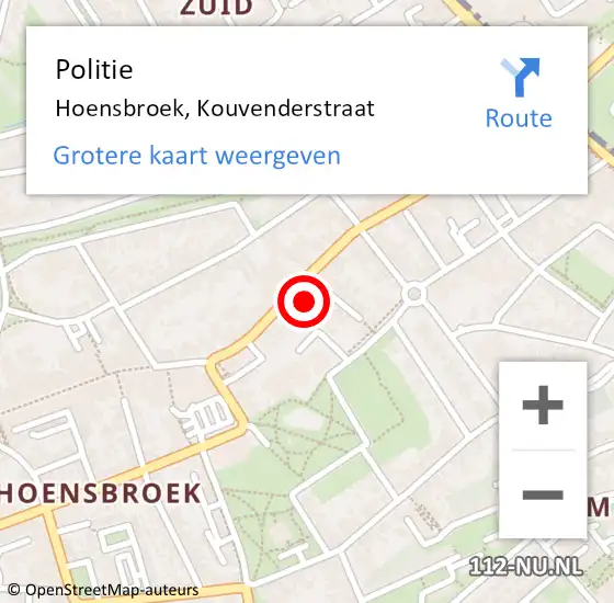 Locatie op kaart van de 112 melding: Politie Hoensbroek, Kouvenderstraat op 20 maart 2024 16:23