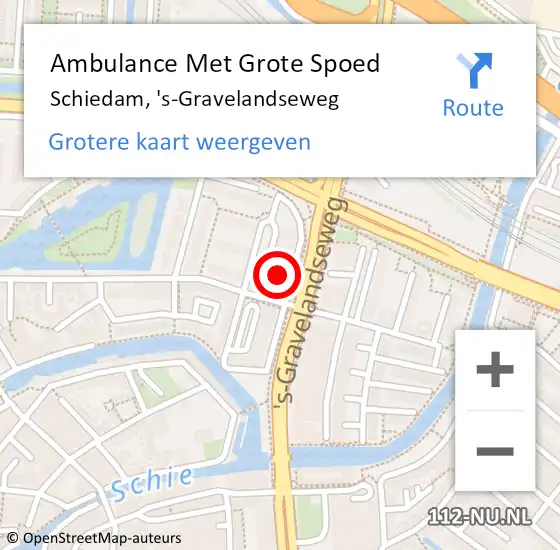 Locatie op kaart van de 112 melding: Ambulance Met Grote Spoed Naar Schiedam, 's-Gravelandseweg op 20 maart 2024 16:24