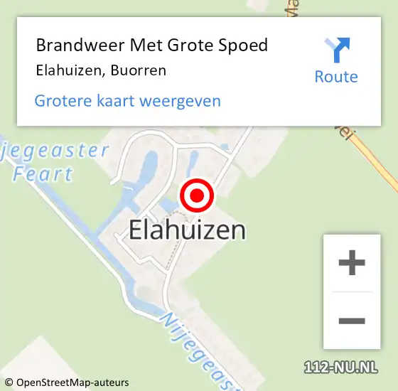 Locatie op kaart van de 112 melding: Brandweer Met Grote Spoed Naar Elahuizen, Buorren op 20 maart 2024 16:41