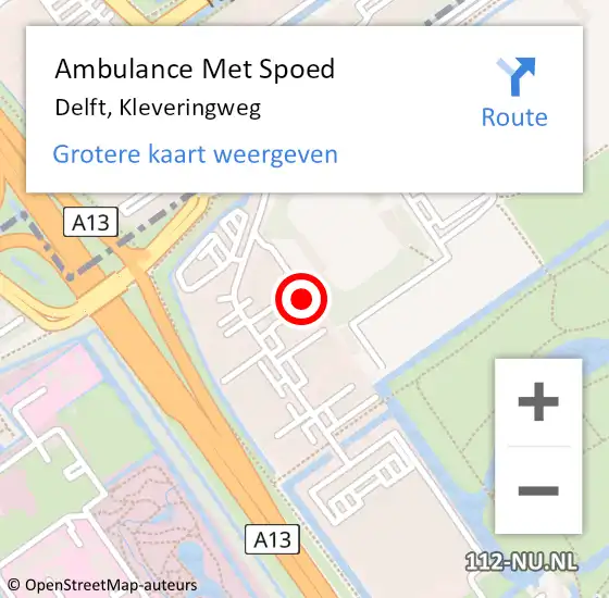 Locatie op kaart van de 112 melding: Ambulance Met Spoed Naar Delft, Kleveringweg op 20 maart 2024 16:45