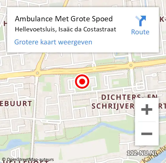 Locatie op kaart van de 112 melding: Ambulance Met Grote Spoed Naar Hellevoetsluis, Isaäc da Costastraat op 20 maart 2024 17:01
