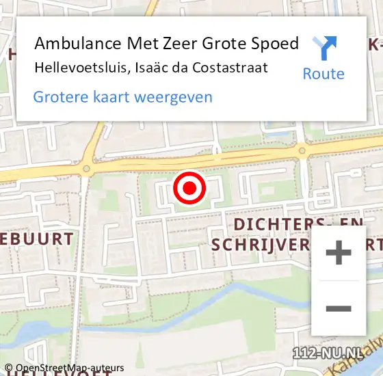 Locatie op kaart van de 112 melding: Ambulance Met Zeer Grote Spoed Naar Hellevoetsluis, Isaäc da Costastraat op 20 maart 2024 17:06