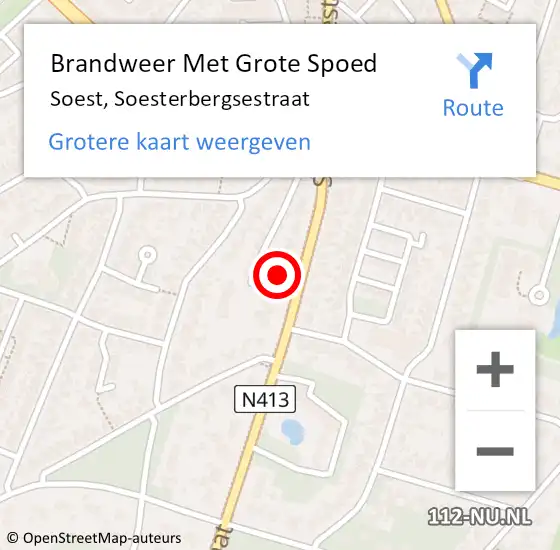 Locatie op kaart van de 112 melding: Brandweer Met Grote Spoed Naar Soest, Soesterbergsestraat op 20 maart 2024 17:10