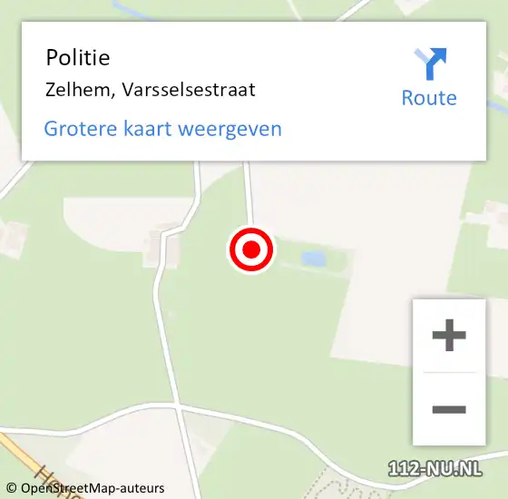 Locatie op kaart van de 112 melding: Politie Zelhem, Varsselsestraat op 20 maart 2024 17:32