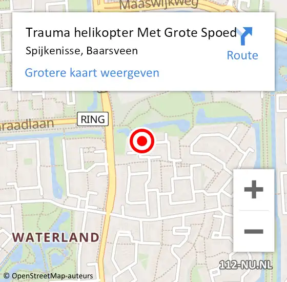 Locatie op kaart van de 112 melding: Trauma helikopter Met Grote Spoed Naar Spijkenisse, Baarsveen op 20 maart 2024 17:36