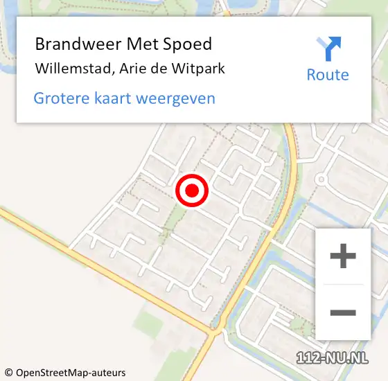 Locatie op kaart van de 112 melding: Brandweer Met Spoed Naar Willemstad, Arie de Witpark op 20 maart 2024 18:03