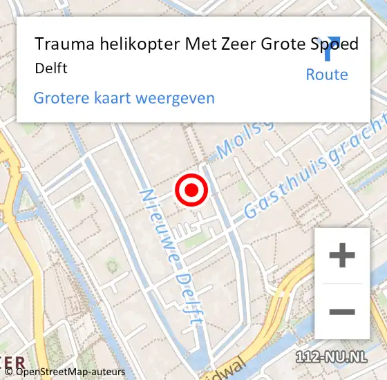 Locatie op kaart van de 112 melding: Trauma helikopter Met Zeer Grote Spoed Naar Delft op 20 maart 2024 18:19