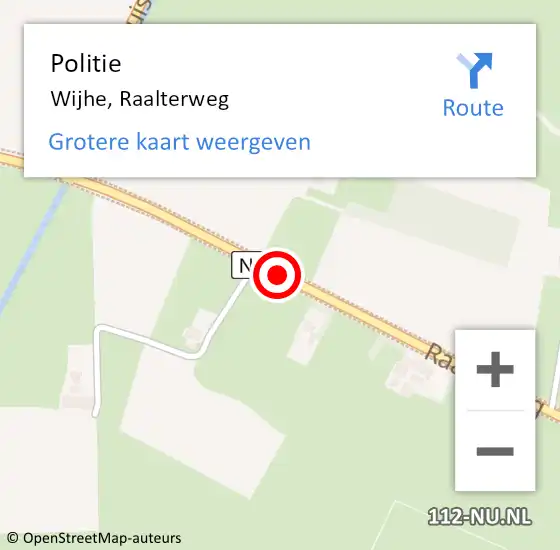 Locatie op kaart van de 112 melding: Politie Wijhe, Raalterweg op 20 maart 2024 18:43