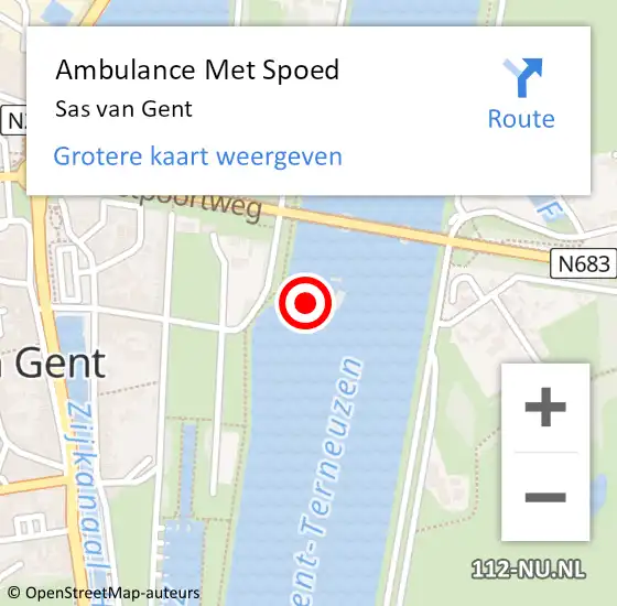 Locatie op kaart van de 112 melding: Ambulance Met Spoed Naar Sas van Gent op 20 maart 2024 18:45