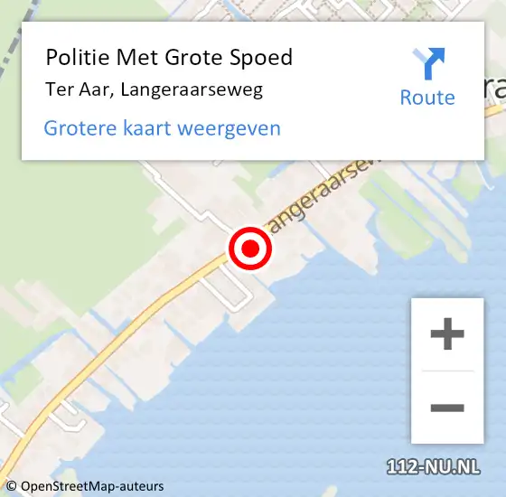 Locatie op kaart van de 112 melding: Politie Met Grote Spoed Naar Ter Aar, Langeraarseweg op 20 maart 2024 18:48