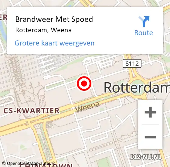 Locatie op kaart van de 112 melding: Brandweer Met Spoed Naar Rotterdam, Weena op 20 maart 2024 19:21