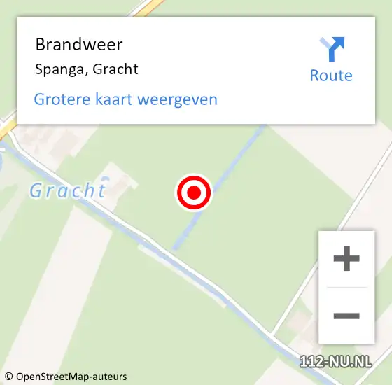Locatie op kaart van de 112 melding: Brandweer Spanga, Gracht op 20 maart 2024 19:30