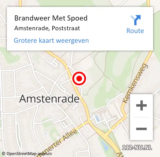Locatie op kaart van de 112 melding: Brandweer Met Spoed Naar Amstenrade, Poststraat op 20 maart 2024 19:39