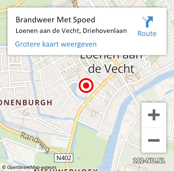 Locatie op kaart van de 112 melding: Brandweer Met Spoed Naar Loenen aan de Vecht, Driehovenlaan op 20 maart 2024 19:48