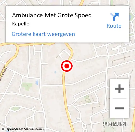 Locatie op kaart van de 112 melding: Ambulance Met Grote Spoed Naar Kapelle op 20 maart 2024 19:49