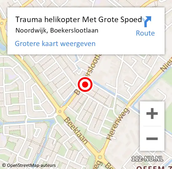 Locatie op kaart van de 112 melding: Trauma helikopter Met Grote Spoed Naar Noordwijk, Boekerslootlaan op 20 maart 2024 19:55