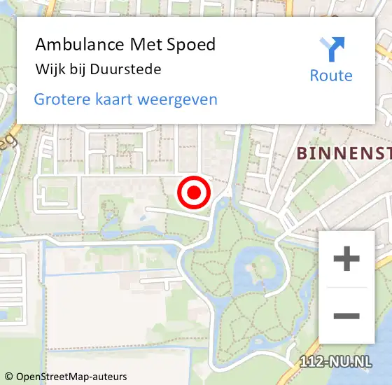 Locatie op kaart van de 112 melding: Ambulance Met Spoed Naar Wijk bij Duurstede op 20 maart 2024 20:39