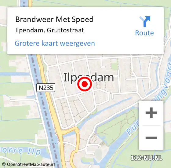 Locatie op kaart van de 112 melding: Brandweer Met Spoed Naar Ilpendam, Gruttostraat op 20 maart 2024 20:40