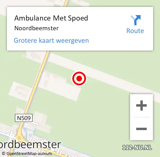 Locatie op kaart van de 112 melding: Ambulance Met Spoed Naar Noordbeemster op 20 maart 2024 20:40