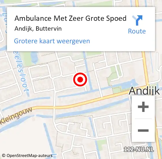 Locatie op kaart van de 112 melding: Ambulance Met Zeer Grote Spoed Naar Andijk, Buttervin op 20 maart 2024 20:41