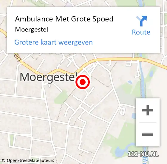 Locatie op kaart van de 112 melding: Ambulance Met Grote Spoed Naar Moergestel op 20 maart 2024 21:09