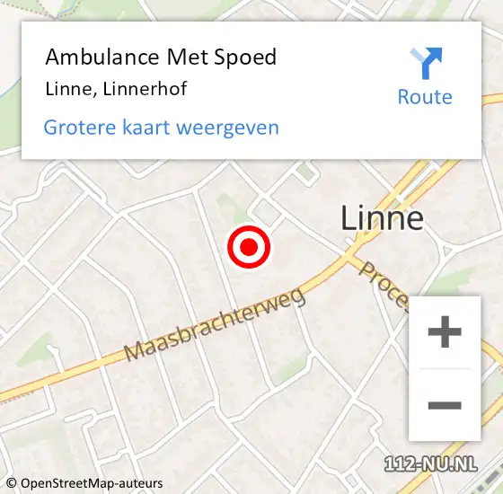 Locatie op kaart van de 112 melding: Ambulance Met Spoed Naar Linne, Linnerhof op 20 maart 2024 21:13