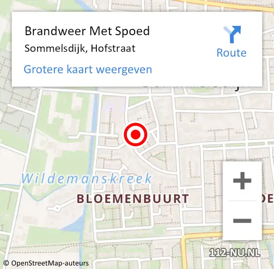 Locatie op kaart van de 112 melding: Brandweer Met Spoed Naar Sommelsdijk, Hofstraat op 20 maart 2024 21:15