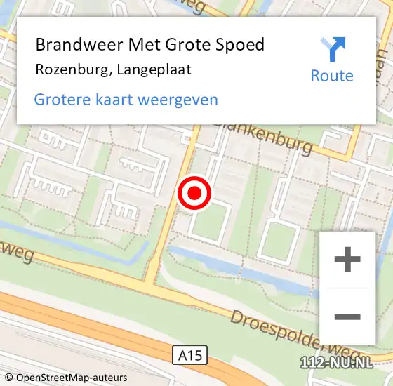 Locatie op kaart van de 112 melding: Brandweer Met Grote Spoed Naar Rozenburg, Langeplaat op 20 maart 2024 21:37