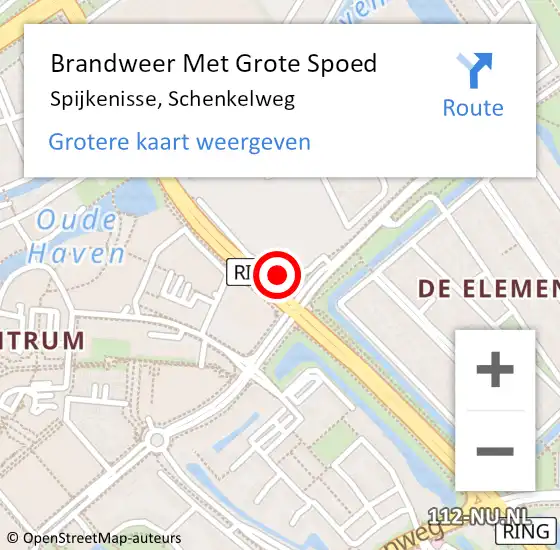 Locatie op kaart van de 112 melding: Brandweer Met Grote Spoed Naar Spijkenisse, Schenkelweg op 20 maart 2024 22:16