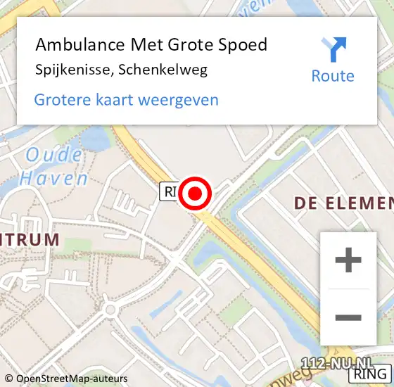 Locatie op kaart van de 112 melding: Ambulance Met Grote Spoed Naar Spijkenisse, Schenkelweg op 20 maart 2024 22:17