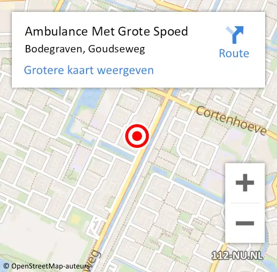 Locatie op kaart van de 112 melding: Ambulance Met Grote Spoed Naar Bodegraven, Goudseweg op 20 maart 2024 22:41