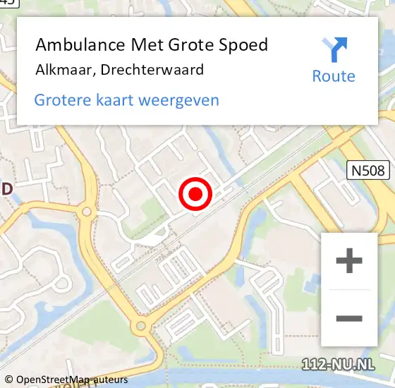 Locatie op kaart van de 112 melding: Ambulance Met Grote Spoed Naar Alkmaar, Drechterwaard op 20 maart 2024 22:44