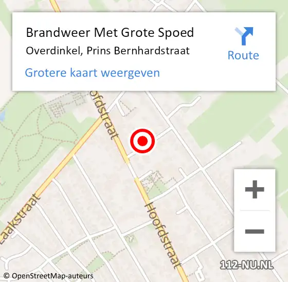 Locatie op kaart van de 112 melding: Brandweer Met Grote Spoed Naar Overdinkel, Prins Bernhardstraat op 20 maart 2024 22:58