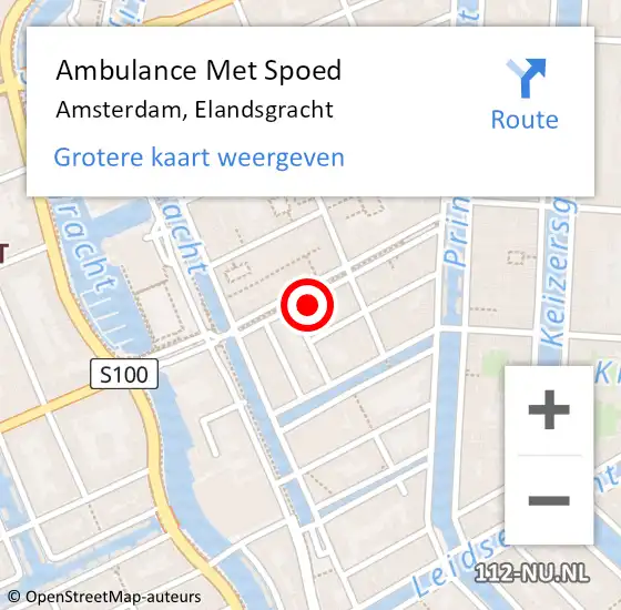 Locatie op kaart van de 112 melding: Ambulance Met Spoed Naar Amsterdam, Elandsgracht op 20 maart 2024 23:35