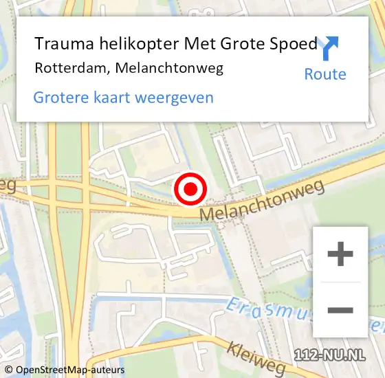 Locatie op kaart van de 112 melding: Trauma helikopter Met Grote Spoed Naar Rotterdam, Melanchtonweg op 21 maart 2024 00:30