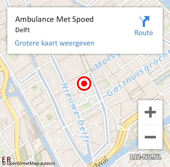 Locatie op kaart van de 112 melding: Ambulance Met Spoed Naar Delft op 21 maart 2024 01:11