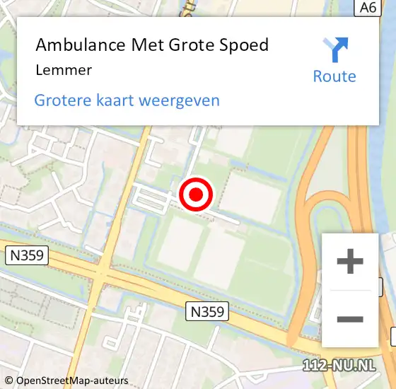 Locatie op kaart van de 112 melding: Ambulance Met Grote Spoed Naar Lemmer op 21 maart 2024 01:26