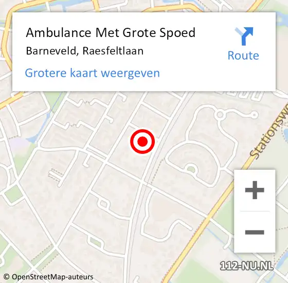 Locatie op kaart van de 112 melding: Ambulance Met Grote Spoed Naar Barneveld, Raesfeltlaan op 16 oktober 2013 07:06