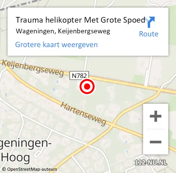 Locatie op kaart van de 112 melding: Trauma helikopter Met Grote Spoed Naar Wageningen, Keijenbergseweg op 21 maart 2024 02:34