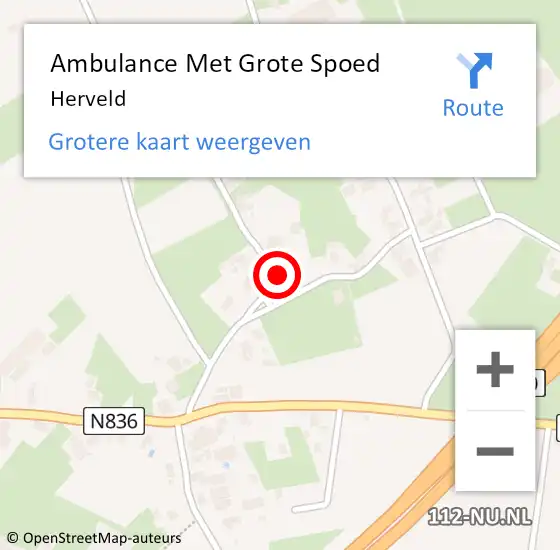 Locatie op kaart van de 112 melding: Ambulance Met Grote Spoed Naar Herveld op 21 maart 2024 03:15