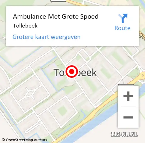 Locatie op kaart van de 112 melding: Ambulance Met Grote Spoed Naar Tollebeek op 21 maart 2024 03:26