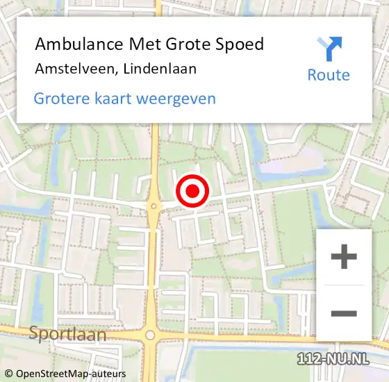 Locatie op kaart van de 112 melding: Ambulance Met Grote Spoed Naar Amstelveen, Lindenlaan op 21 maart 2024 04:52