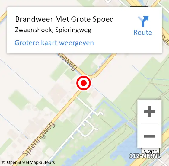 Locatie op kaart van de 112 melding: Brandweer Met Grote Spoed Naar Zwaanshoek, Spieringweg op 21 maart 2024 05:30