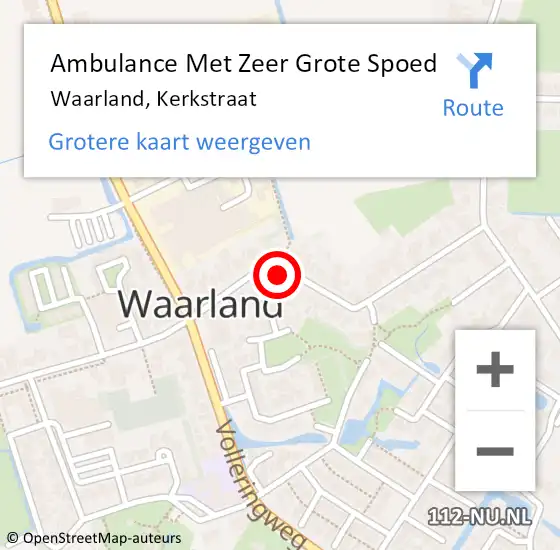 Locatie op kaart van de 112 melding: Ambulance Met Zeer Grote Spoed Naar Waarland, Kerkstraat op 21 maart 2024 05:50